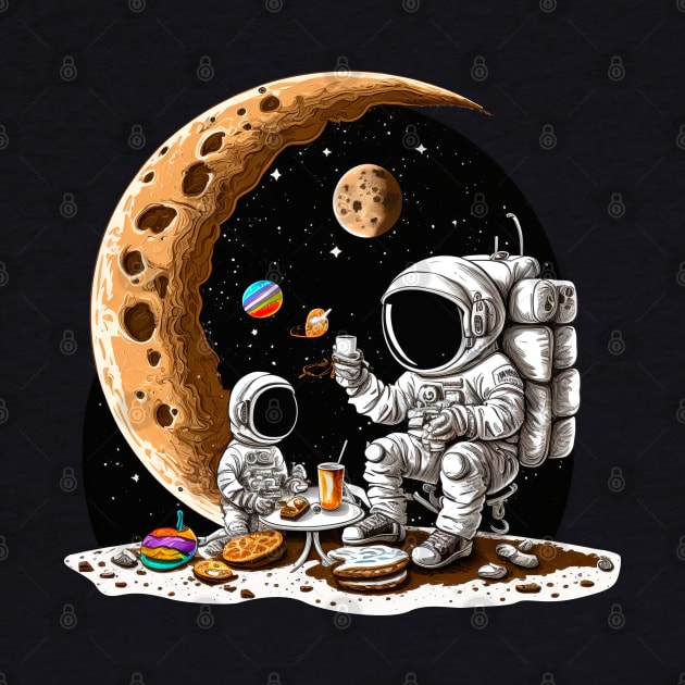 Astronauts Drinking Coffee on the Moon #1 by Chromatic Fusion Studio
